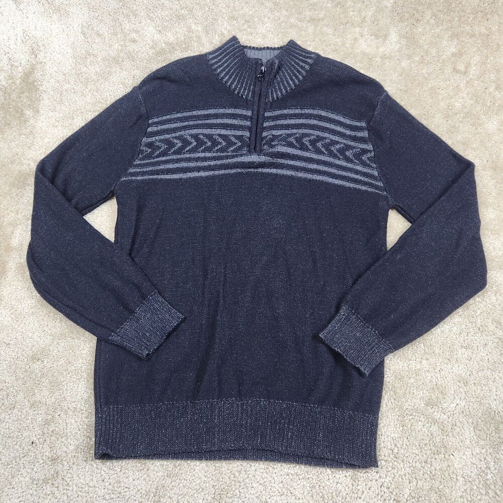 American Rag Cie Sweater Mens M Black 1/4 Zip Mock Neck Pullover Stretch A683